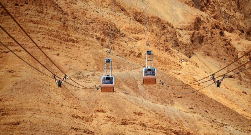 Masada national park cable cars in the Negev Desert Israel