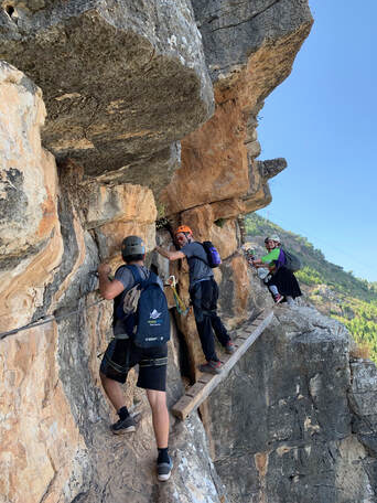 Rappelling rock climbing Via Ferrata in Golan Heights Northern Israel
